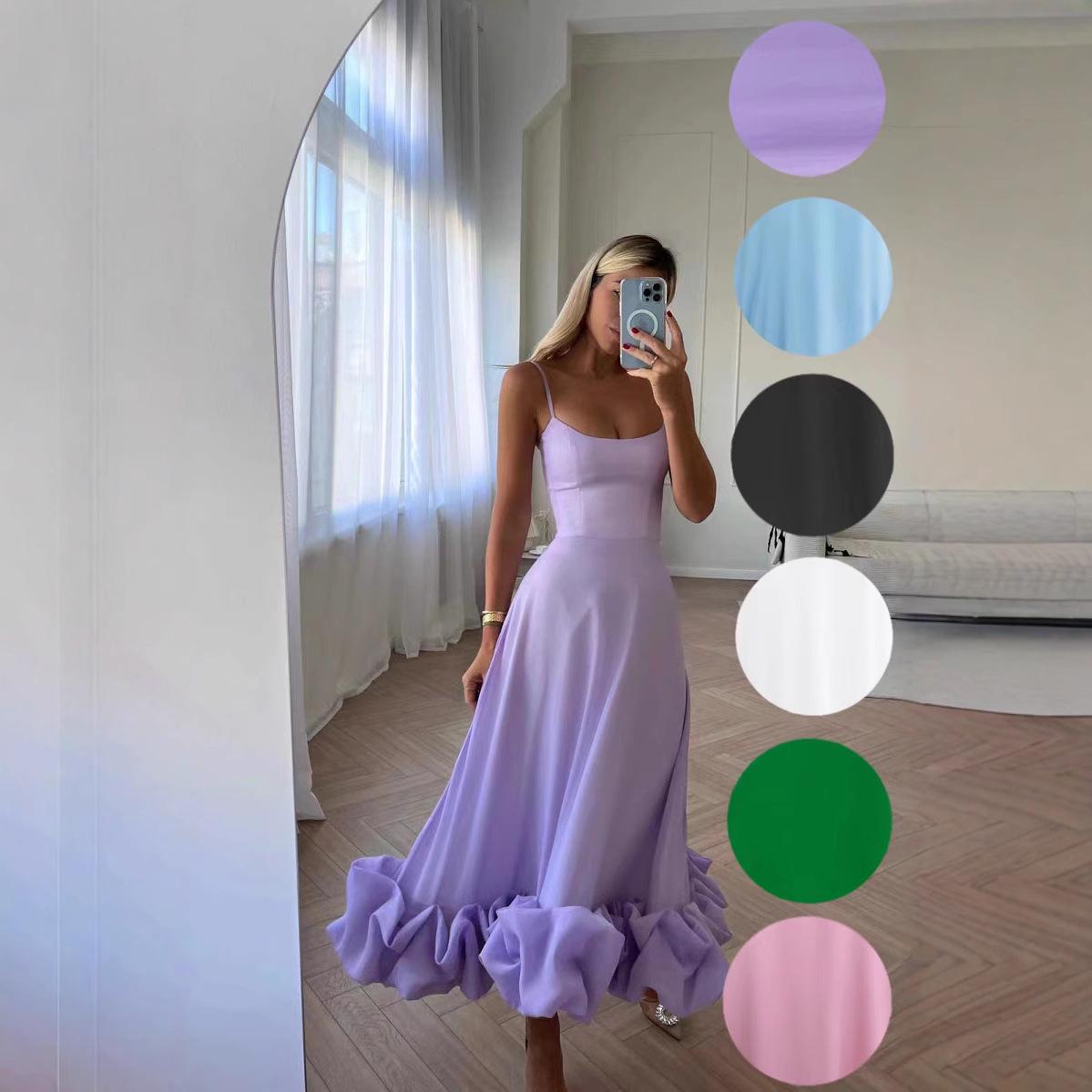 

2023 Women s Evening A-Line Floral Dress with Suspenders - European & American Style 006 S білий