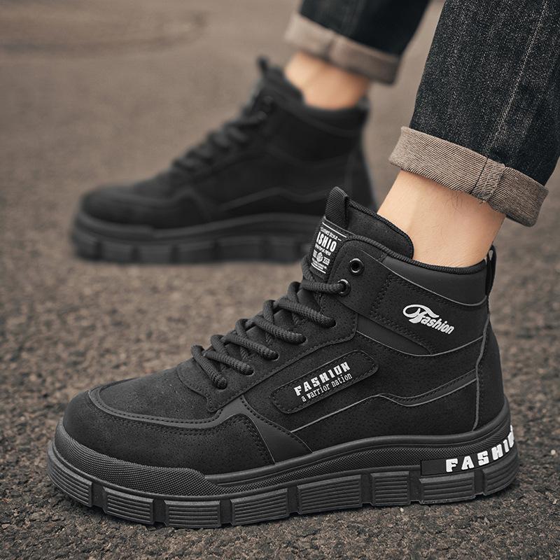 

2024 осень мужская обувь новая дышащая высокая берца ботинки Мартин мужские британские ретро нескользящая рабочая обувь повседневная страховочная обувь 43