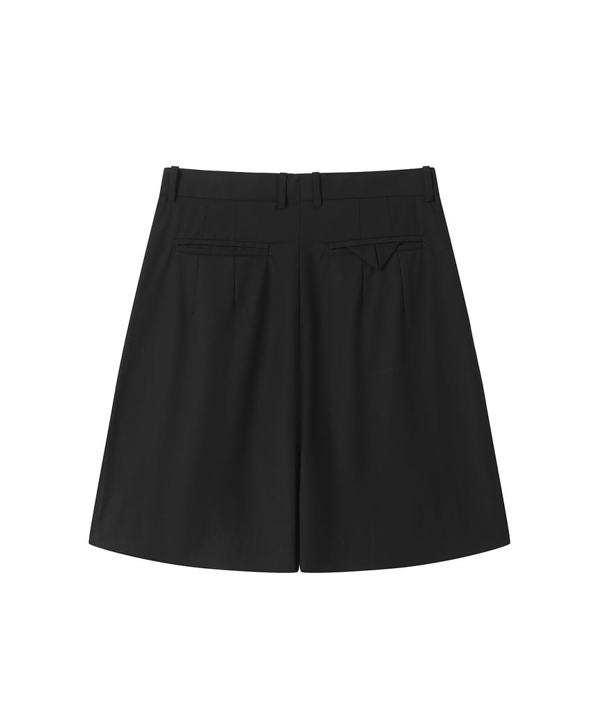 SOLEW Two-Tuck Half Slacks_Black
