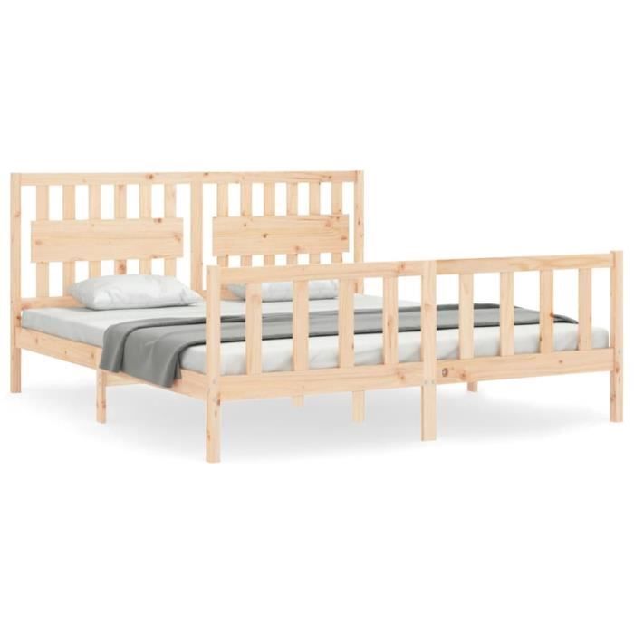 VidaXL Bed Frame with Headboard Super King Size Solid Wood 3192441