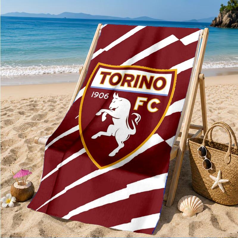 Asciugamano da Spiaggia con Stemma Torino Fc, Asciugatura Rapida, Facile da Curare, Adatto sia per il Fitness che per le Vacanze al Mare, Essenziale per lo Sport