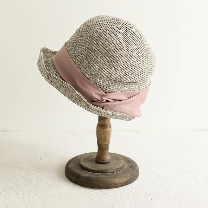 

2025 Summer Small Brim Straw Hat for Women - Korean Fashion Versatile Trendy Sun Cap with Japanese Style UV Protection Adjustable(55-58cm)