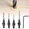 4PCs Countersink Drill Bit Conical Round Valve Rod Wrench Hand Tool Woodworking Accessory