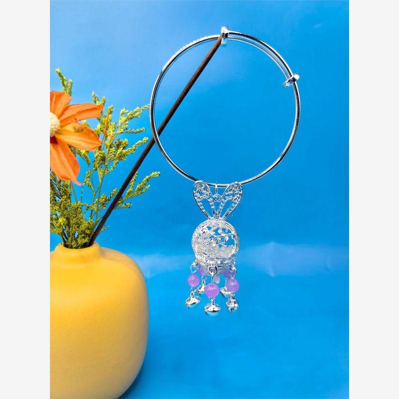 

Браслет светящийся на Праздник середины осени для девочек, в китайском древнем стиле, с подвеской в виде дворцового колокольчика, из сплава, браслет династии Хань, необычный браслет, прилавок SZ25 Silver Bell wind chime rabbit-purple