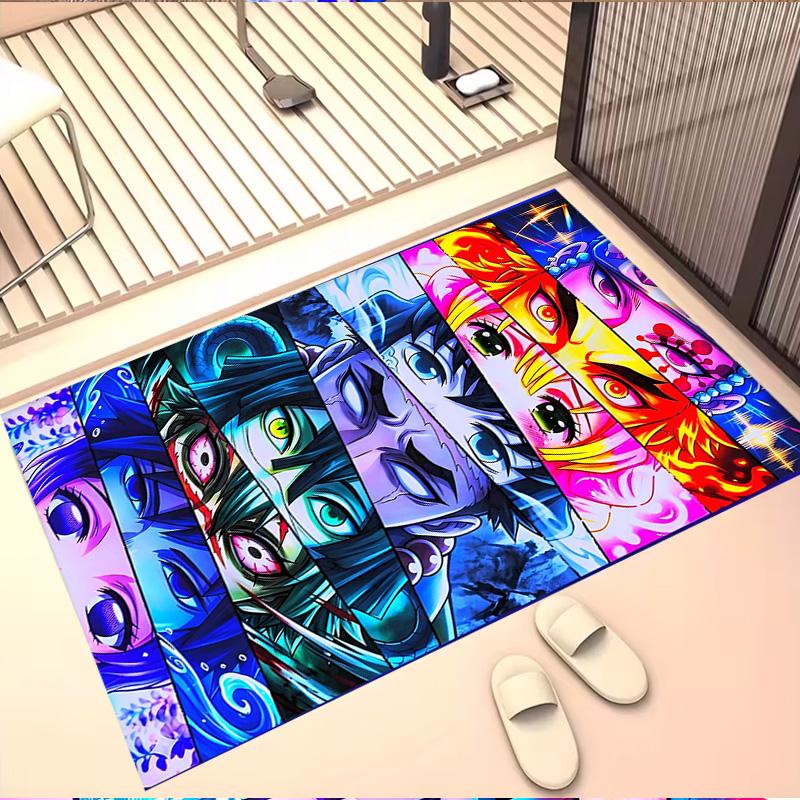 Demon Slayer Print Rug, Washable Floor Carpet, For Entryway Dorm Laundry Room Office Study, Home Decor Birthday Christmas Gift