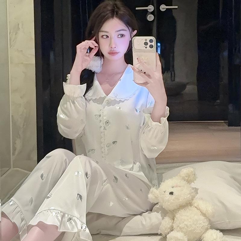 Factory goods 1011 spring new ice silk pajamas women's Douyin fashion cartoon Internet celebrity fashion loungewear suit