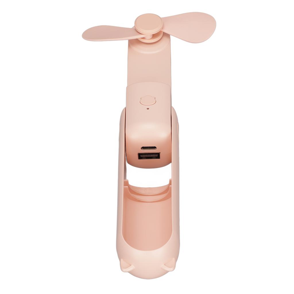 USB Handheld Small Fan with 3 Gear Adjustment Outdoor Handheld Folding Desktop Fan Power BankPink