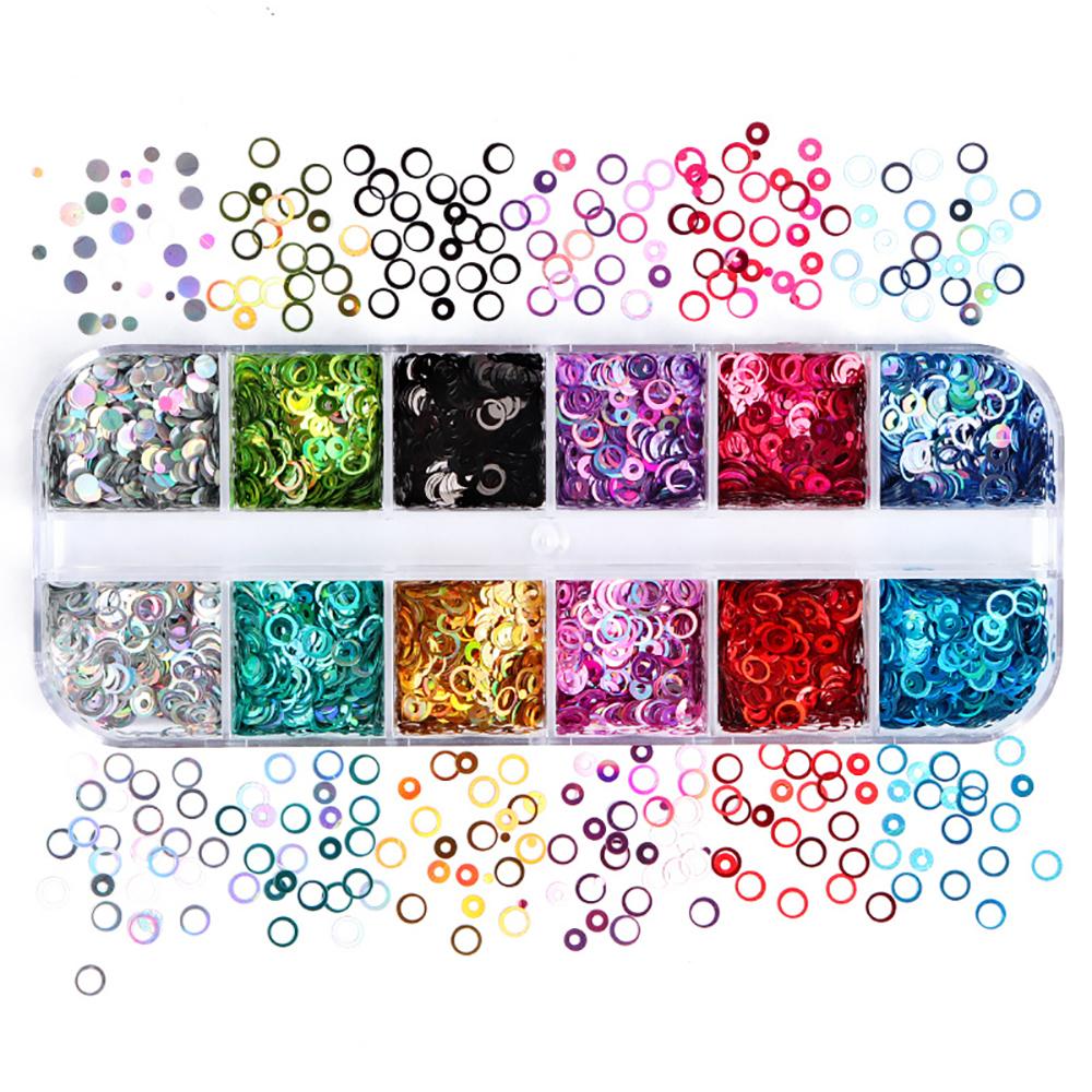 

Silicone world 12 Grid Glitter Flakes Sequins Letter Sequins for Epoxy Resin Mold Clay Slime Filler Making Jewelry Gift DIY