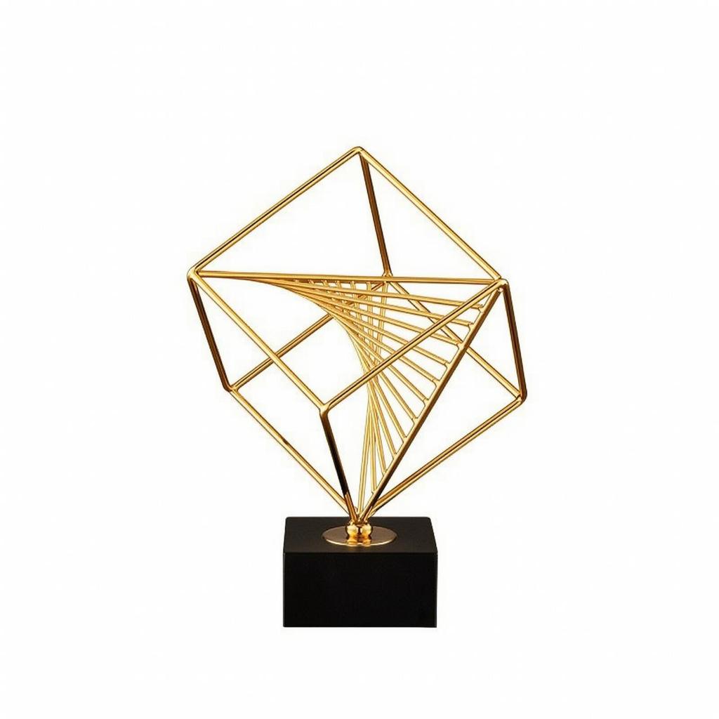 Wireframe Cube Ornament Decorative Shelf Decor Industrial for Office, Study