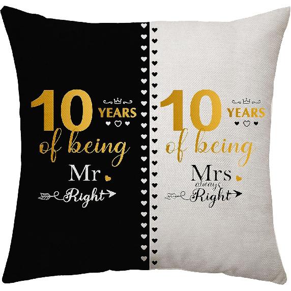 3rd Anniversary Throw Pillow Cover Gifts for 3 Years of Marriage Couples Valentines Day Gifts for Her Him Husband Wife 3rd Wedding Anniversary 10th