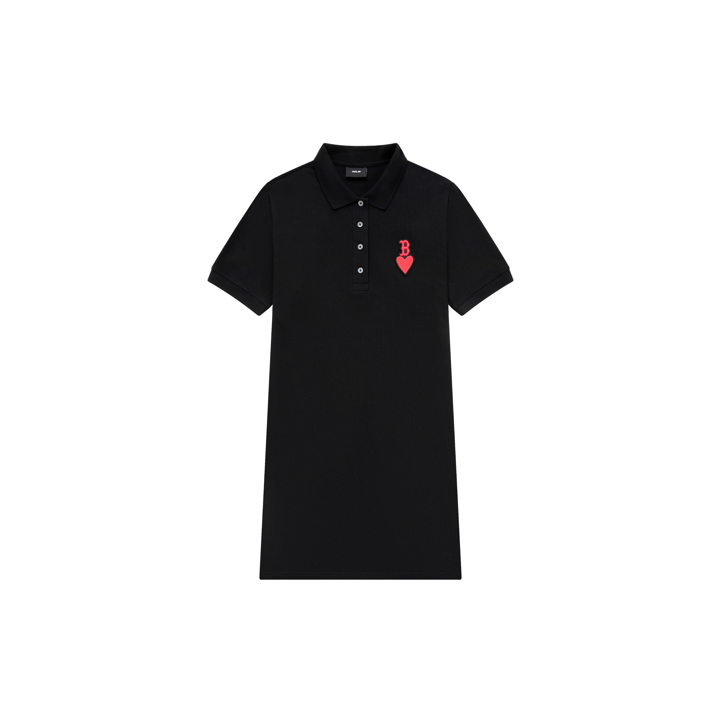 MLB Boston Red Sox Logo Bestickt Lässig Locker Bequem Sport Kurzarm Kleid Damen Kleid Schwarz 3FOPH0133-43BKS XS white