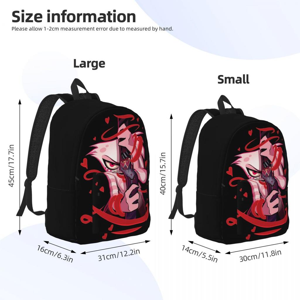 Angel Dust Hazbin Hotels Teenage Backpack Gift Student Business Black Comedy Daypack for Men Women Laptop Canvas Bags