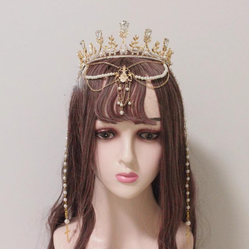 Gothic Lolita Angel Halo Headpiece Queen Anna Sun Goddess Crown Tiara Headband Baroque Hair Accessories Hanfu Hair Ornament