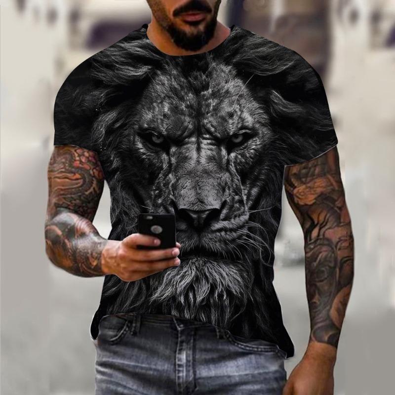Men's T-shirt Summer Animal Lion Pattern 3D Printed Top T-shirt Summer Women's Street Clothing Fashion Shirt