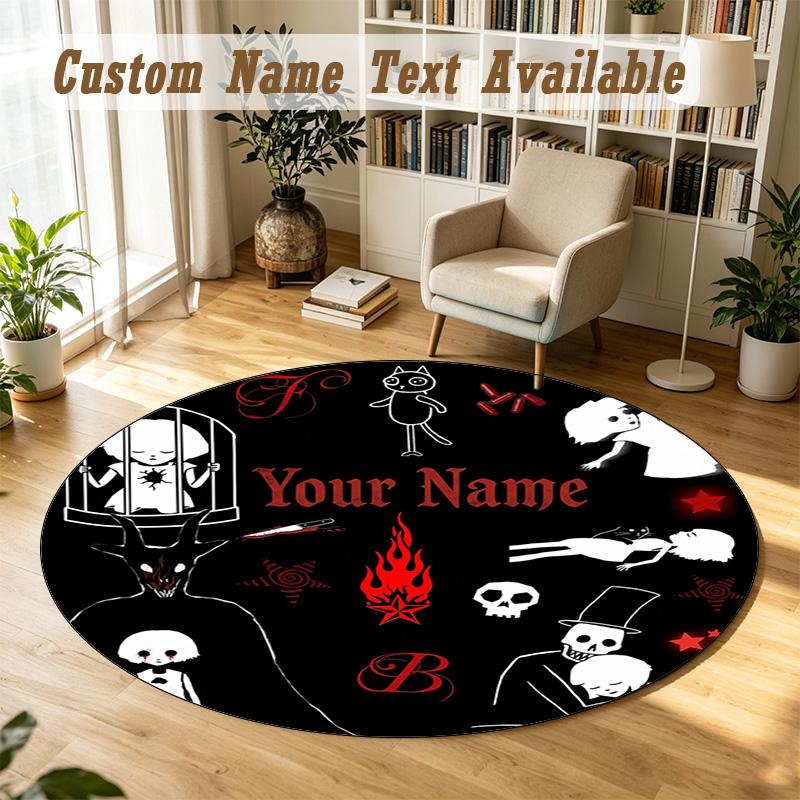 Fran Bow Personalized Round Rug Support Custom Name, Soft Home Decor Mat