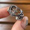 Fashion Cross Heart Open Rings for Unisex Hip Hop Adjustable Devil Horns Weaving Strip Gothic Ring Jewelry Couple Gifts