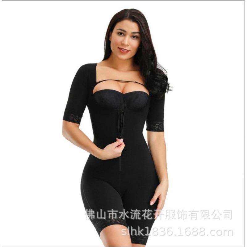 Women S Mid Sleeve Zip Up Shapewear Bodysuit Postpartum Tummy Control Butt Lifter