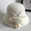 2022 Autumn And Winter Woolen Hat Women'S Casual Wide-Brimmed Top Hat, Flower Dome Fashion Hat