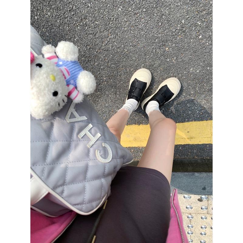~ Lazy Velcro Versatile Little White Shoes Round Head Heightening Platform Biscuit Shoes Women's Spring and Autumn
