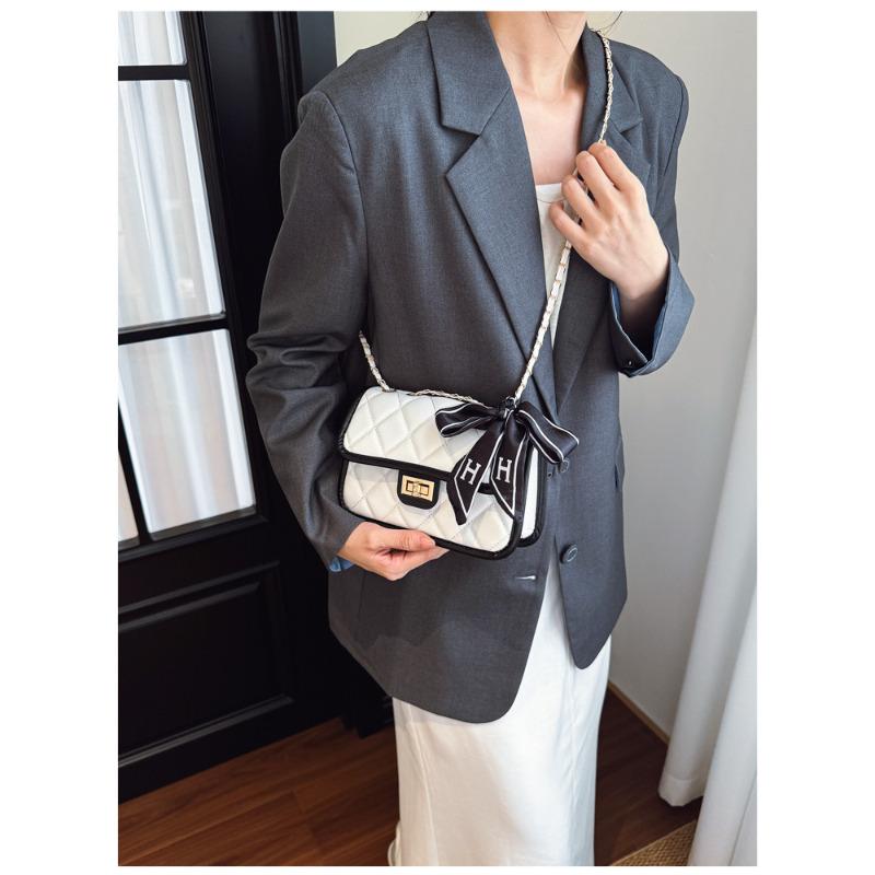 Faux Leather Quilted Chain Shoulder Bag for Women, Chic Crossbody Square Purse, Elegant Single Strap Handbag