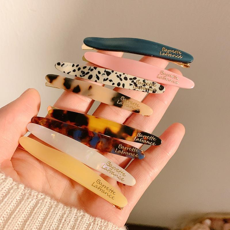 Acetate Hair Side Clip Oval Geometric Bangs Hairpin Women Girls Simple Elegant Duckbill Clip Barrettes Hair Styling Accessories