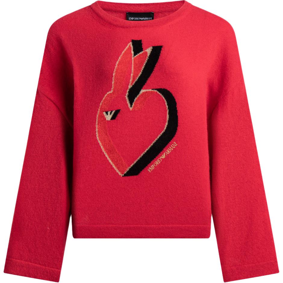 Emporio Armani Rabbit Head Crew Neck Casual Long Sleeve Knit Sweater Women sweater Red 3R2MWY-2M74Z-0334 XS 15480₽