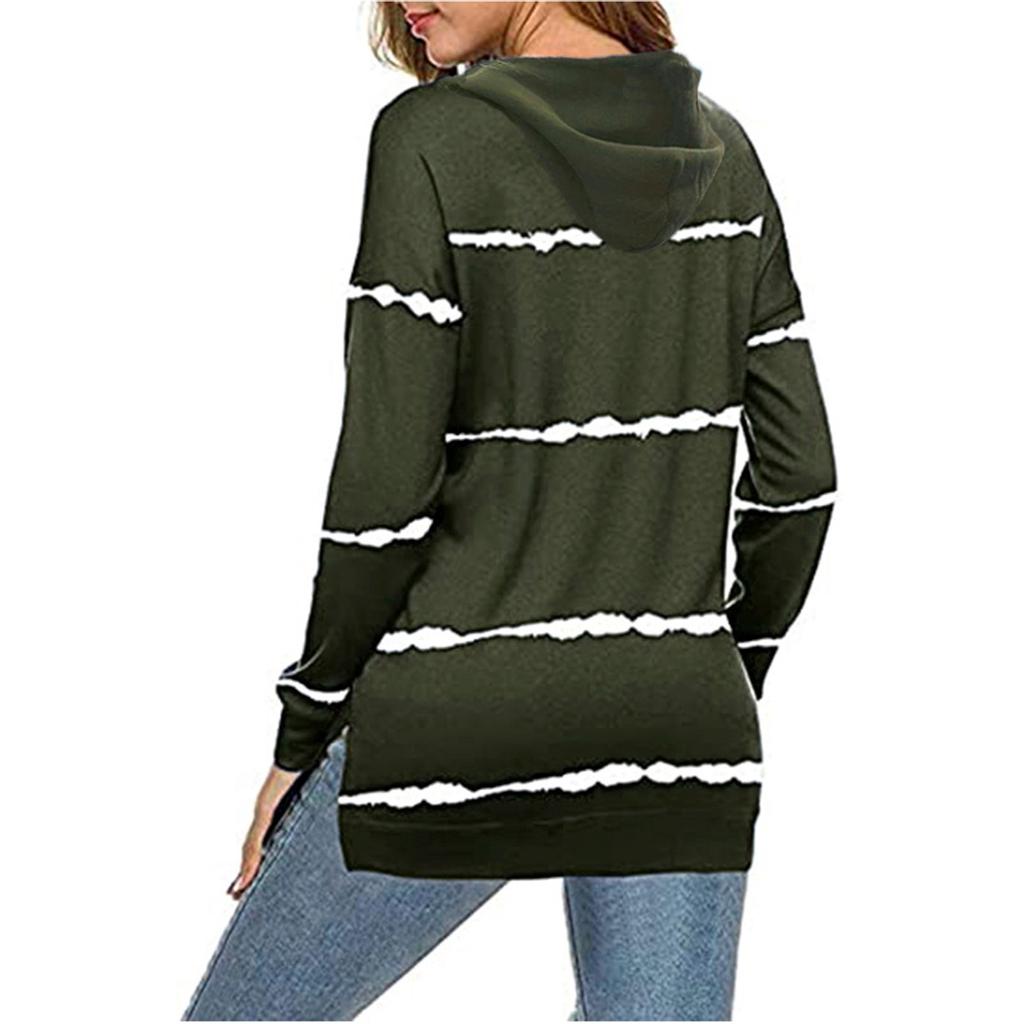 Womens Hoodie Striped Full Zip Long Sleeve Lightweight Sweatshirts Jacket Coat