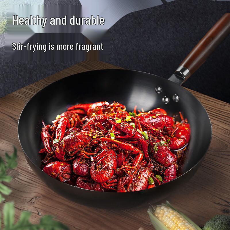 ZISIZ Handcrafted Non-stick Iron Wok