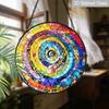 2D Flat Stained Glass Rainbow Spiral Window Decoration, 6.3/7.87inches Colored Glass Plate with Chain, Charming Indoor/Outdoor Sun Catcher Home
