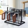 Naijiang Glass Water Cup Set with Wooden Handles