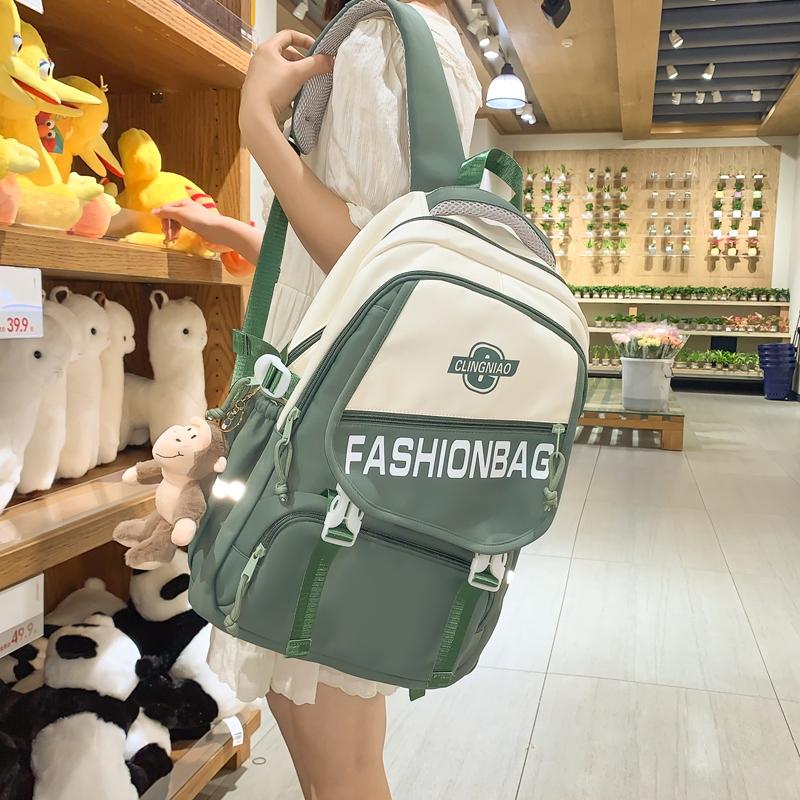 Школьный рюкзак для ученика средней школы Женский рюкзак большой вместимости зелёный — фото 3