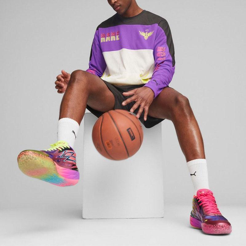 Puma X Melo Moto Cross Jersey Color Block Pattern Printed Round Knit Sweatshirt Unisex Sweatshirt White 621712-01