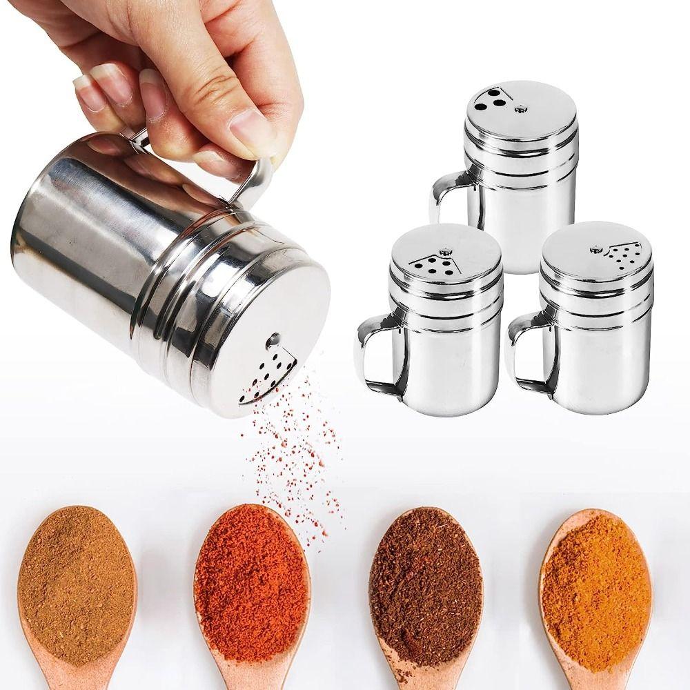 

3pcs Silver Seasoning Bottle Kitchen Tools Rotating Lid Seasoning Bottle Kitchen