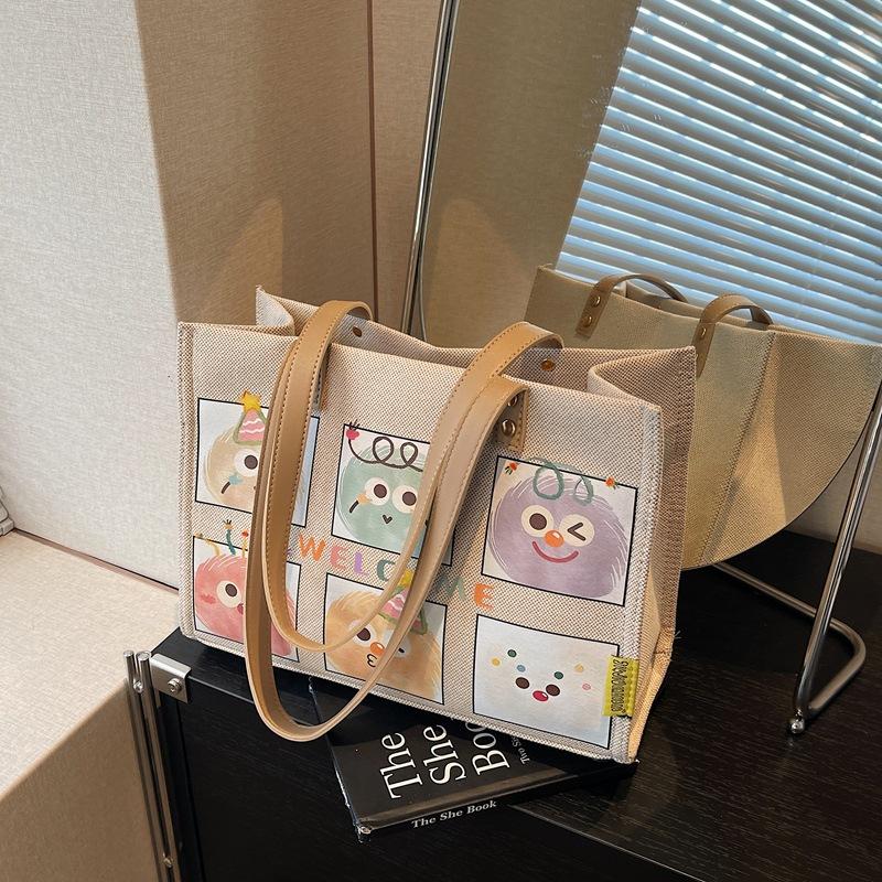 Cartoon bag women's new fashion handbag commuter tote bag large-capacity class shoulder bag