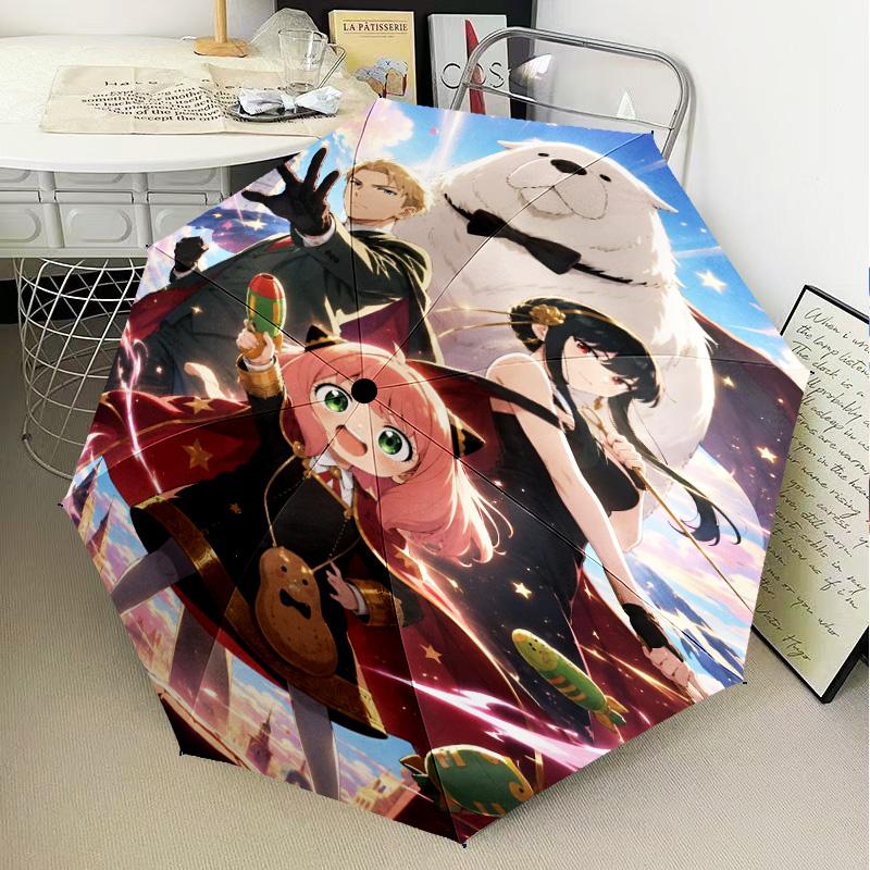 Fantasy Battle Anya Umbrella Folding umbrella, automatic umbrella 8-Frame for Travel, camping Use Gift for Halloween Christmas