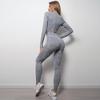 Seamless Knit Quick-Dry Running and Yoga Long Sleeve Set with Slim Fit Pants