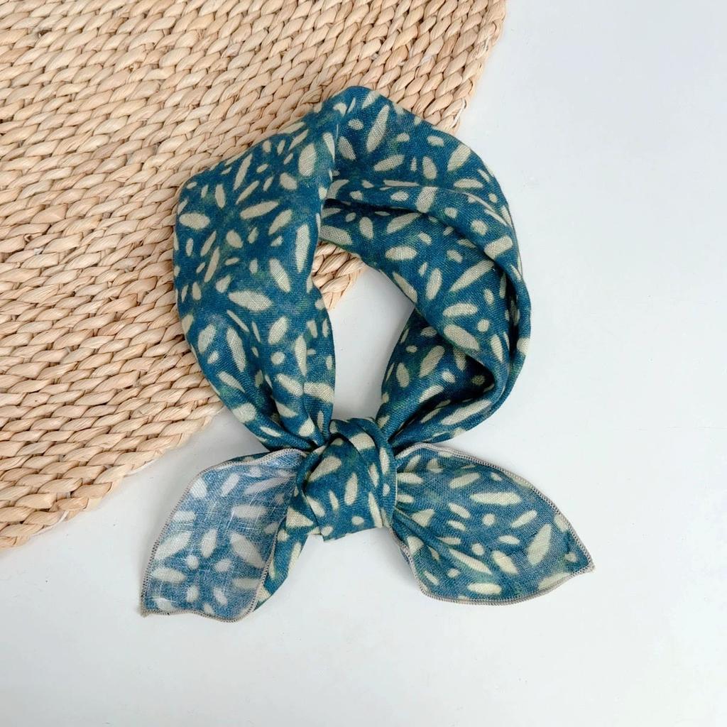 Spring And Summer Women Linen Floral Thin Neck Scarves Square Scarf Neckerchief Office Lady Hijab Headband Female Foulard