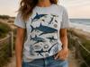 Shark Species T Shirt, Ocean Predator Graphic, Great White Hammerhead Whale Shark, Marine Biology Gift, Coastal Wildlife Tee, Sea Lover Gift