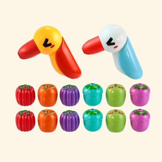 Magnetic Woodpecker Fruit Pick Toy 360 Degrees Rotating Fruit Tree with Music LED Light Educational Toddlers Boys Girls Fine Motor Skills Bird Fishing