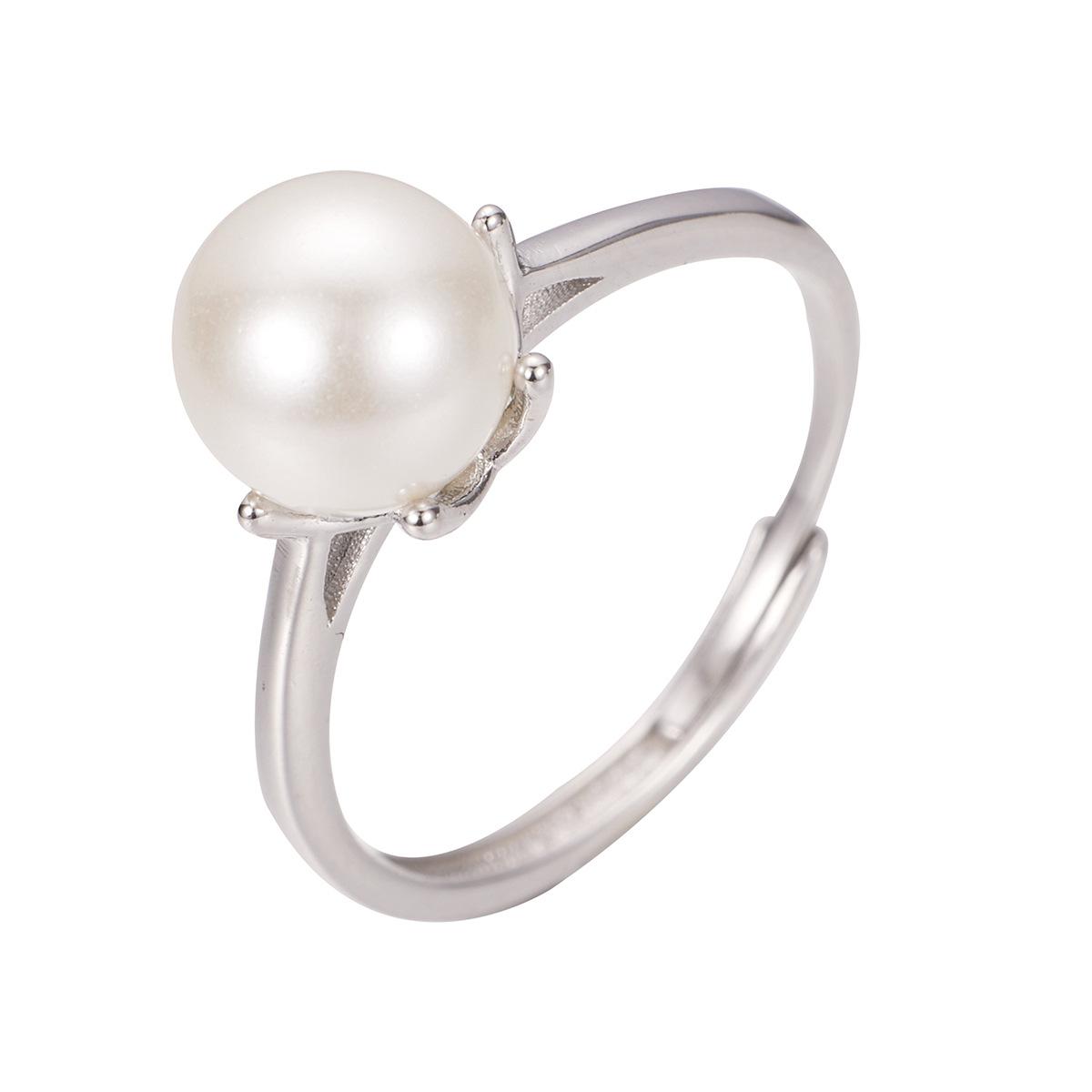 

Кольцо из бисера из серебра 925 пробы с женственной геометрией, классическое, с шестью когтями, регулируемое, легкое, роскошное, высокого класса, ювелирное изделие, мода adjustable opening белого золота