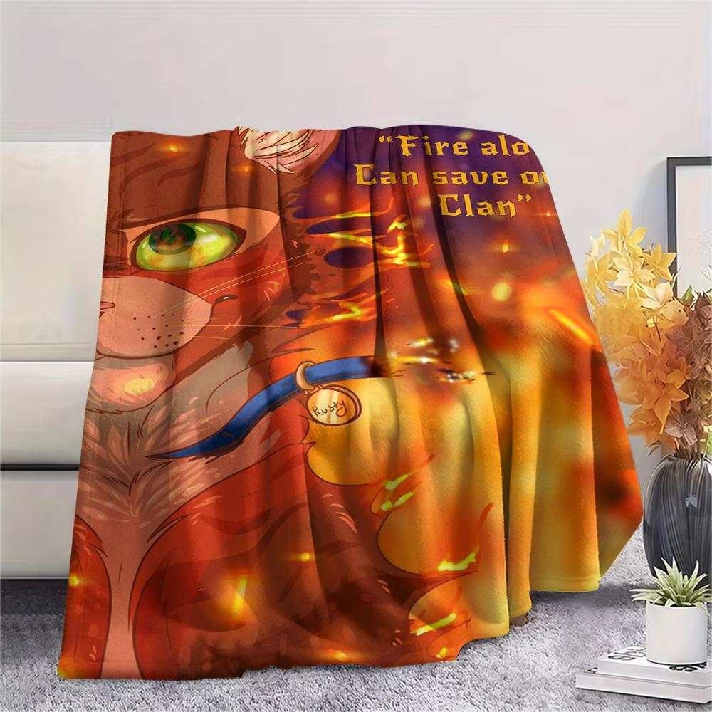 1 Peça Manta de Flanela com Estampa de Guerreiro Gato, Alta qualidade Confortável para Todas as Estações, Decoração de Casa, Calor e Conforto, Perfeita para Presentes de Natal