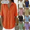 Women's Fashion Casual Solid Color Print 1/2 Sleeves POLO Neck Blouses & Shirts