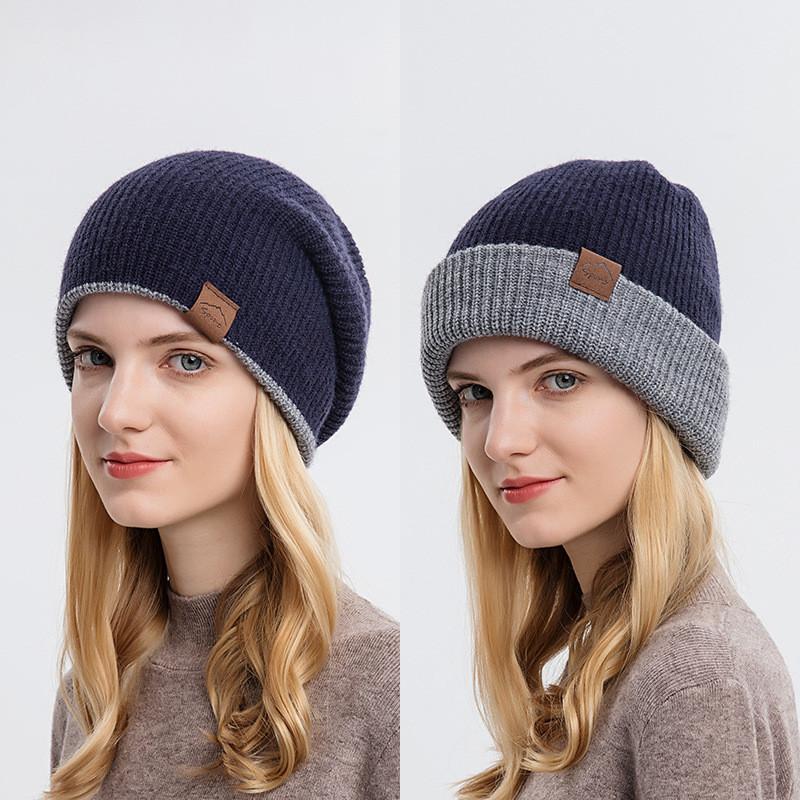 Knitted Hat Unisex With Solid Color Warm Hat Can Be Worn Both Inside And Outside