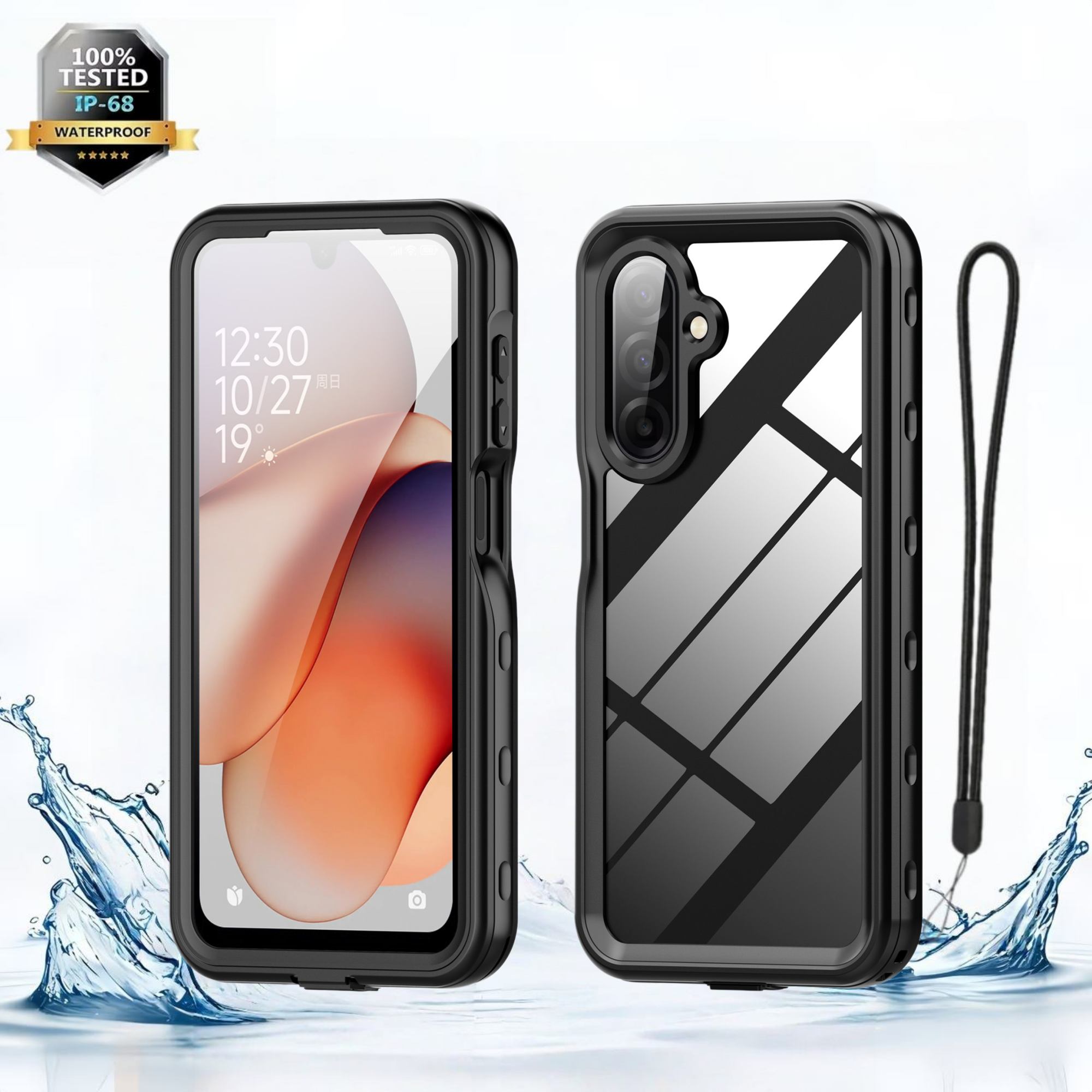 Водонепроницаемый чехол для телефона для снорклинга IP68 для Samsung A17 A57 A56 A36 A37 A26 A16 A35 A25 A55 A15 A54 A14 Ударопрочный пылезащитный чехол Galaxy A17 5G чёрный
