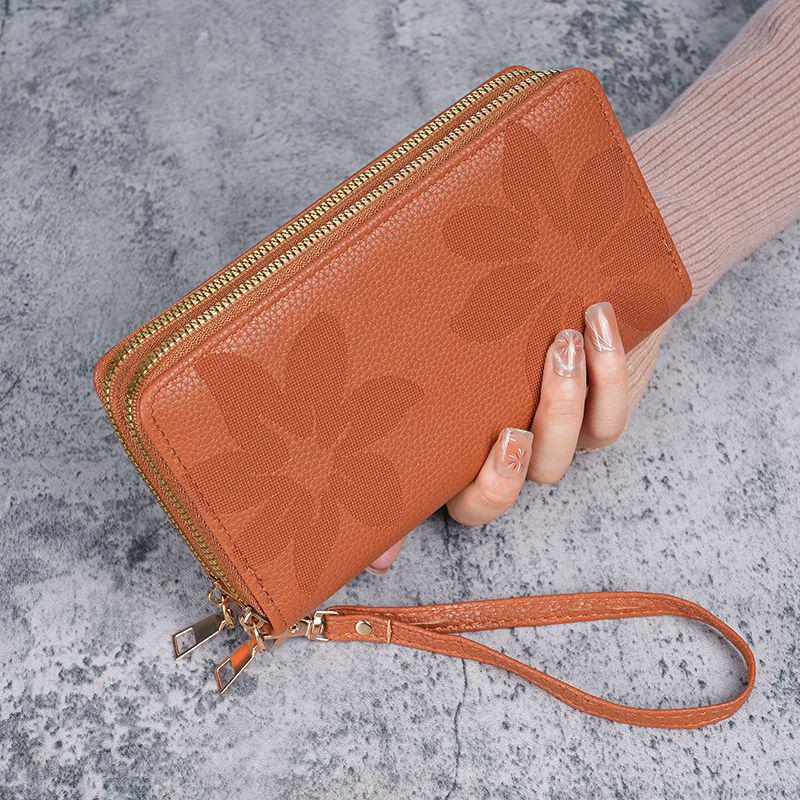 Vintage Doppelreißverschluss-Geldbörse: Geräumige, mehrlagige Handy- und Geldbörse mit Kartenhalter