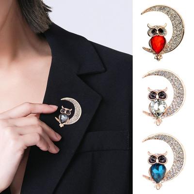Owl Faux Crystal Brooch Cute Accessories Jewelry Fashion Dress Coat Vintage Sturdy Brooch Pin