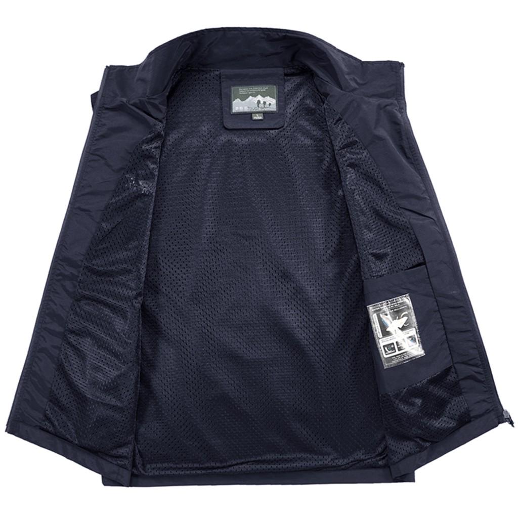 Fashion Men Casual Solid Outdoor Quick-drying Vest Jacket Tops Blouse