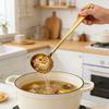 Stainless Steel Soup Ladle with Long Handle And Strainer 2-in-1 Kitchen Spoon for Serving And Filtering Easy To Store Hanging Hole Cooking Tools