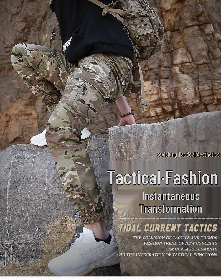 Men's Slim Fit Military Camouflage Tactical Joggers - Multi-Pocket Outdoor Training and Workwear Pants for Spring and Autumn