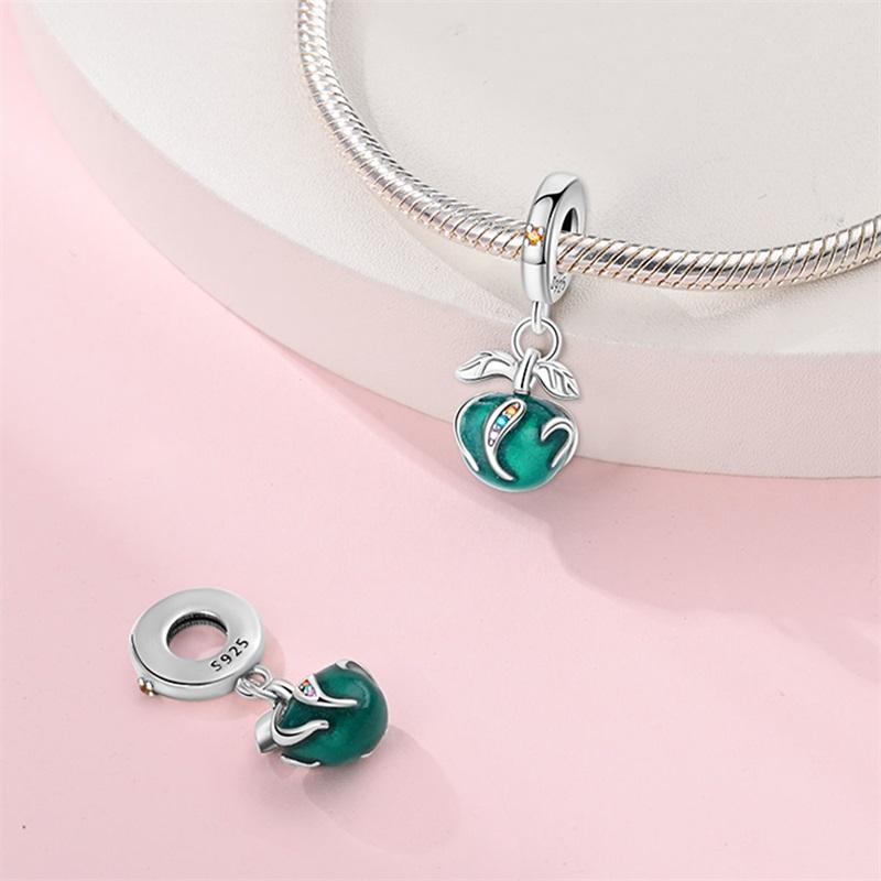 Original Charms Copper Green Field Blue Apple Pendant Beads Fit Bracelet Women Jewelry Making Diy Gift